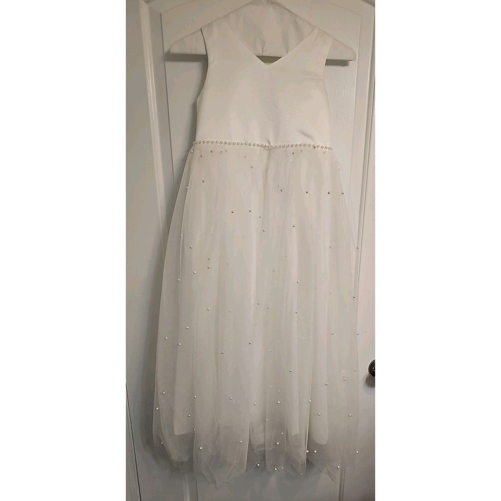 flower girl dress-Ivory/off White-size 8 Fairy Wedding Barbie